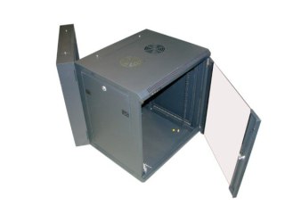 Szafa 19" wisząca KERN 12U 600x600 RAL9004 szkło