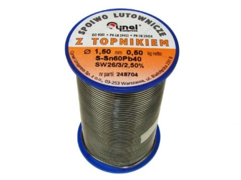 Cyna 1,50/ 500g Sn60Pb40 z topnikiem Cynel