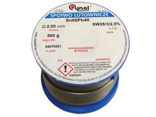 Cyna 2,00/500g Sn60Pb40 z topnikiem Cynel