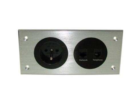 Media port Cova 1*230V 1*RJ45 1*RJ11 srebrny