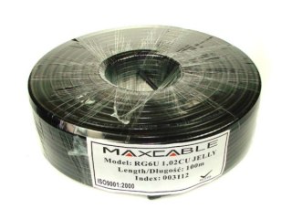 Przewód RG6U 1,02Cu żelowany UV czarny 100m MAXCAB