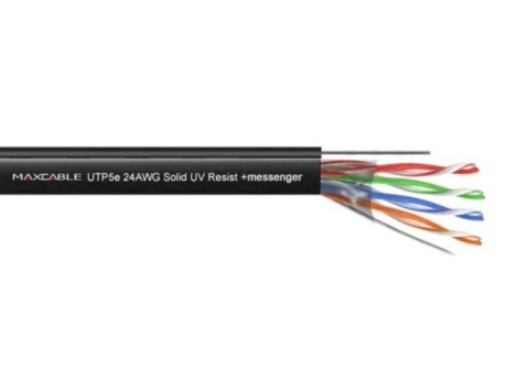 Przewód UTP5E drut Cu UV+ linka nośna 305mMAXCABLE