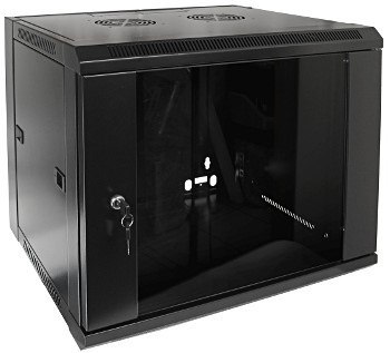 Szafa 19' wisząca ZETA 9U 600x450 RAL9004 szkłod