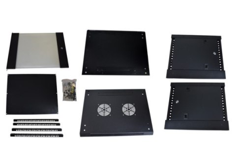 Szafa 19' wisząca ZETA 9U 600x450 RAL9004 szkłod