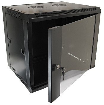 Szafa 19' wisząca ZETA 9U 600x450 RAL9004 szkłod