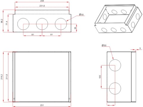 Adaptacyjna podstawa puszki podłogowej do wylewki betonowej, pasuje do puszki typu PP005 ALANTEC