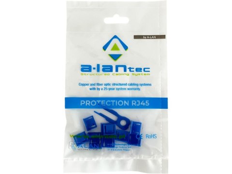 Blokada gniazda USB przed nieautoryzowanym wpięciem, kolor niebieski (opakowanie 10 szt. + klucz) ALANTEC