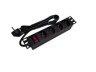 Listwa zasilająca 10" 230V - 4 gniazda (typu E - CEE 7/5), z wyłącznikiem LED, kabel 1,8m CEE 7/7 ALANTEC