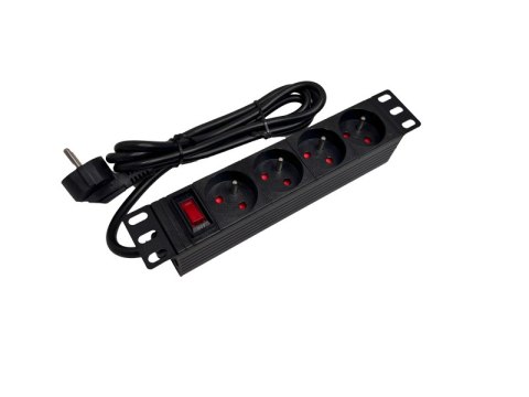 Listwa zasilająca 10" 230V - 4 gniazda (typu E - CEE 7/5), z wyłącznikiem LED, kabel 1,8m CEE 7/7 ALANTEC