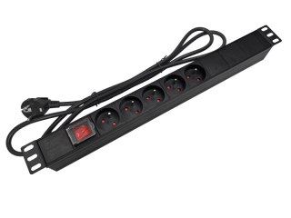 Listwa zasilająca 19" 230V - 5 gniazd (typu E - CEE 7/5), z wyłącznikiem LED, kabel 1,8m CEE 7/7 ALANTEC