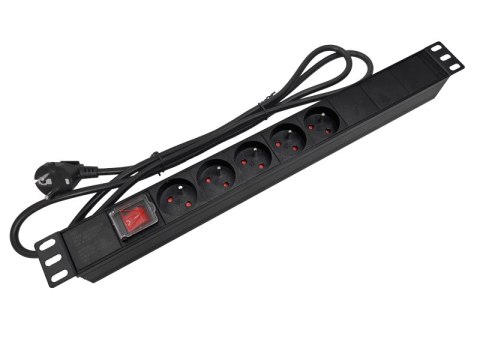 Listwa zasilająca 19" 230V - 5 gniazd (typu E - CEE 7/5), z wyłącznikiem LED, kabel 1,8m CEE 7/7 ALANTEC