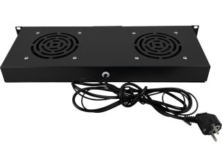 Panel wentylacyjny 19" 1U, 2 wentylatory, termostat, kolor czarny ALANTEC