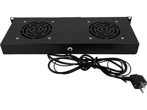 Panel wentylacyjny 19" 1U, 2 wentylatory, termostat, kolor czarny ALANTEC