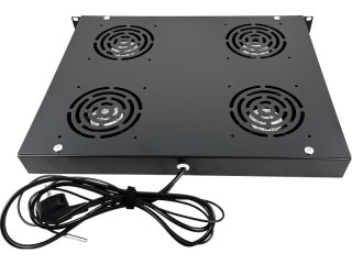 Panel wentylacyjny 19" 1U, 4 wentylatory, termostat, kolor czarny ALANTEC