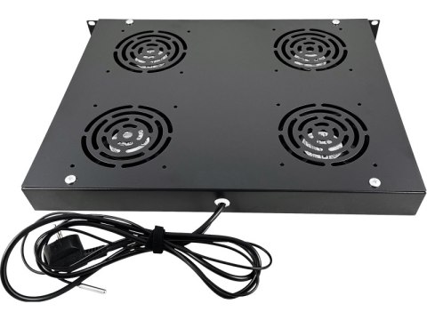 Panel wentylacyjny 19" 1U, 4 wentylatory, termostat, kolor czarny ALANTEC