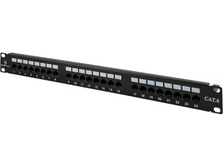 Patch panel UTP kat.6, 24 porty LSA z półką 1U ALANTEC