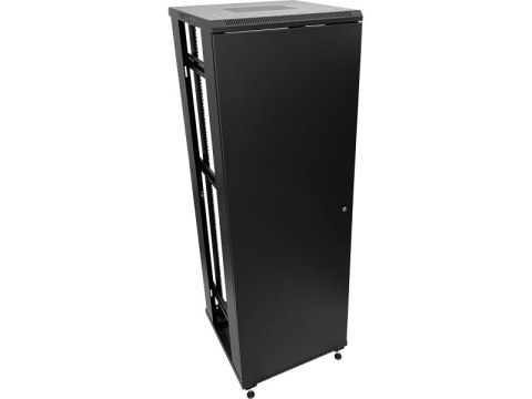Szafa 36U 600x800, drzwi przednie szklane, osłona tylna metalowa pełna, zamek, 4 belki nośne, 4 regulowane stopki, do samodzieln