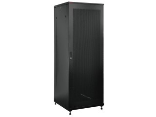 Szafa serwerowa 42U 600x1000, drzwi przednie stalowe perforowane, drzwi tylne stalowe perforowane, zamek, 4 belki nośne, 4 regul