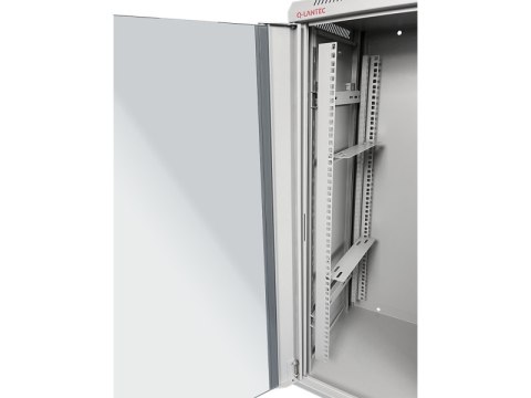 Szafka rack wisząca 19" 15U 600x450, niedzielona, drzwi szklane jednoskrzydłowe, tył osłona pełna, osłony boczne zamykane na klu