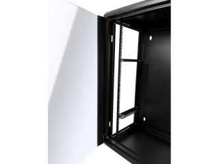Szafka rack wisząca 19" 15U 600x450, niedzielona, drzwi szklane jednoskrzydłowe, tył osłona pełna, osłony boczne zamykane na klu