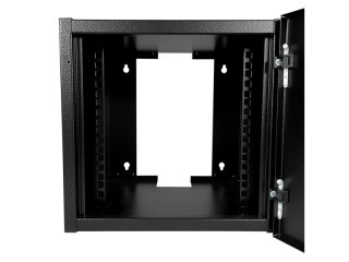 Szafka wisząca 10" 6U głęb. 300 mm, niedzielona, drzwi szklane, kolor czarny ALANTEC