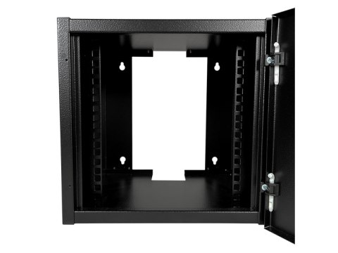 Szafka wisząca 10" 6U głęb. 300 mm, niedzielona, drzwi szklane, kolor czarny ALANTEC