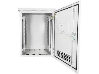 Zewnętrzna szafka rack IP55, wisząca 19" 15U 600x600, 4 belki nośne, 4 przepusty kablowe, kolor szary ALANTEC