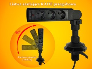 Listwa zasilająca KADE 3 gniazda przegubowa