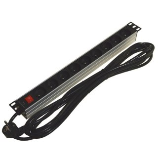 Listwa zasilająca 1U 19" 9 gniazd wyłącznik 5m kab