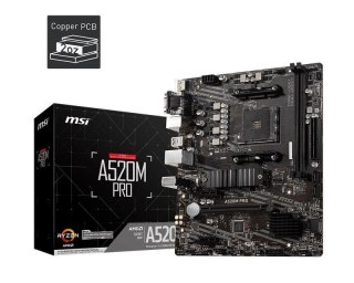Płyta MSI A520M PRO  AMD A520 DDR4 SATA3 M.2 USB3.1 PCIe3.0 AM4 mATX