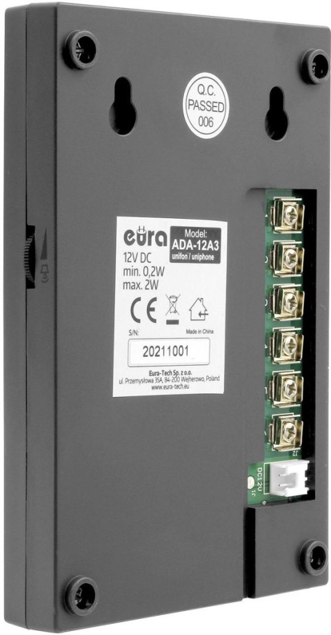 DOMOFON ''EURA'' ADP-51A3 ''DIFESA'' - 1-rodzinny  2 unifony  interkom  grafit