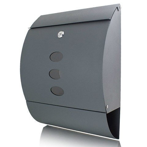 Grafitowa Skrzynka na listy z tuba na gazety okrągła nowoczesna z oknami