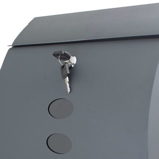 Grafitowa Skrzynka na listy z tuba na gazety okrągła nowoczesna z oknami