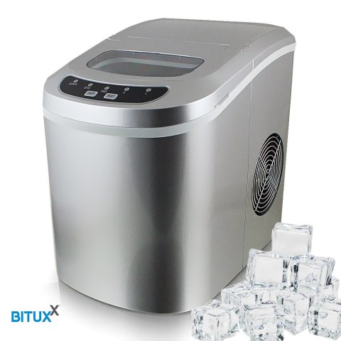 Kostkarka barowa do robienia kostek lodu Srebrna do domu/restauracji