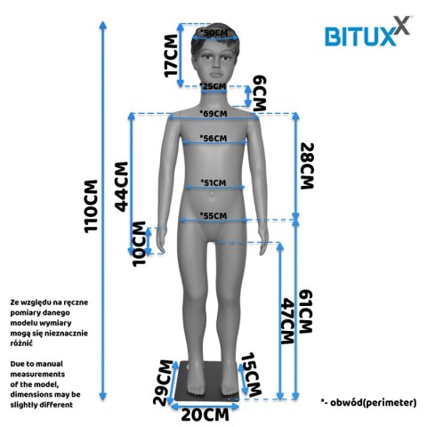 MANEKIN WYSTAWOWY DZIECIĘCY CHŁOPIĘCY DO SKLEPU 110CM PEŁNOPOSTACIOWY
