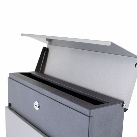 Naścienna Skrzynka pocztowa ze stali inox z dodatkową tubą na gazety