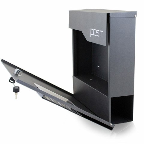 Naścienna i nowoczesna Skrzynka na listy Pocztowa Grafitowa z gazetnikiem