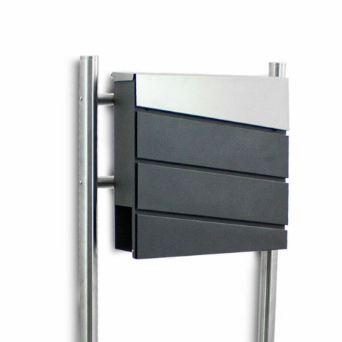 Nowoczesna Skrzynka na listy pocztowa z gazetnikiem na słupku wolnostojąca