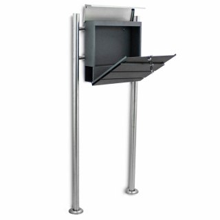 Nowoczesna Skrzynka na listy pocztowa z gazetnikiem na słupku wolnostojąca
