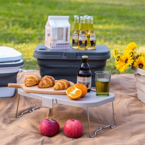 Składany kosz piknikowy Koszyk na zakupy Stolik na ognisko z pokrywa Biały