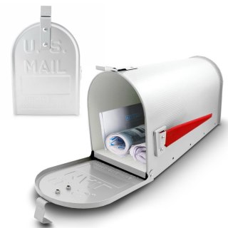 Skrzynka amerykańska Biała pocztowa na listy z ruchomą flagą