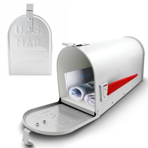 Skrzynka amerykańska Biała pocztowa na listy z ruchomą flagą