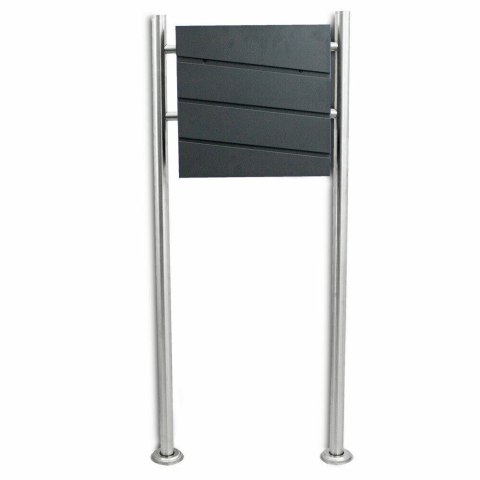 Skrzynka nowoczesna pocztowa na stojaku z gazetnikiem na prase grafit