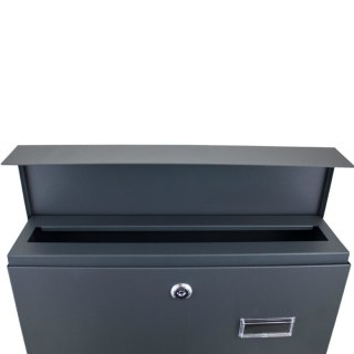 Skrzynka pocztowa duża A4 z gazetnikiem i tabliczką znamionową grafitowa