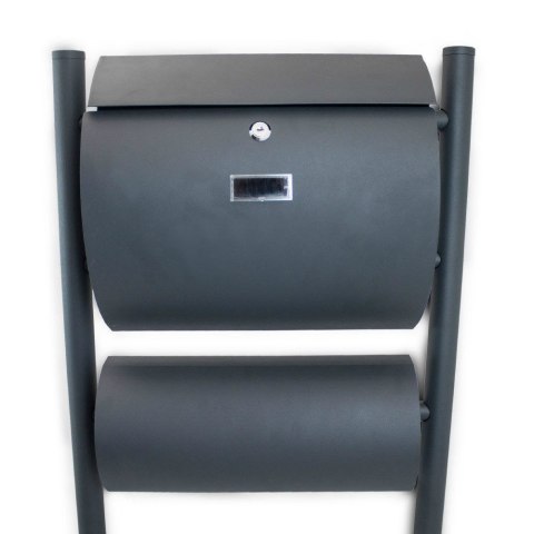 Skrzynka Pocztowa na stojaku Ciemnoszara stal nierdzewna na listy + tuba