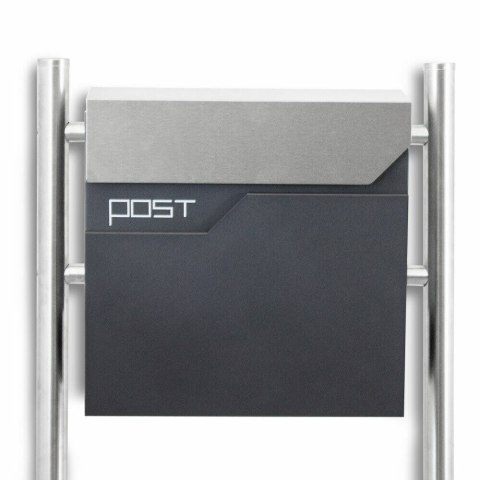 Stylowa Skrzynka na słupku ze stali nierdzewnej z gazetnikiem wolnostojąca