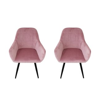Zestaw 2 szt różowych foteli welurowych do salonu/gabinetu w nowoczesnym stylu
