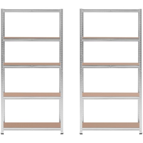 Regał magazynowy metalowy 5 półek 875 kg 90 x 30 x 180 cm szary 2 szt.