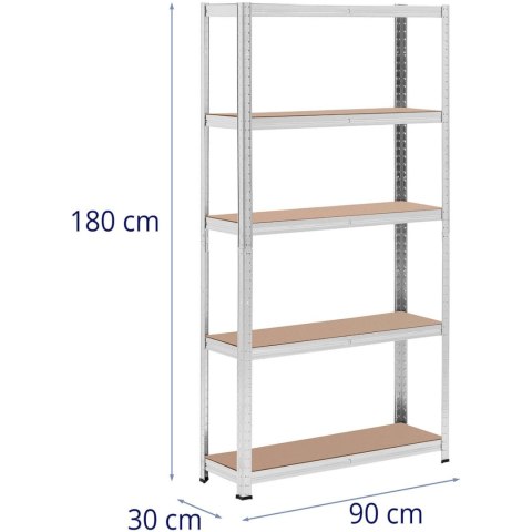 Regał magazynowy metalowy 5 półek 875 kg 90 x 30 x 180 cm szary 2 szt.