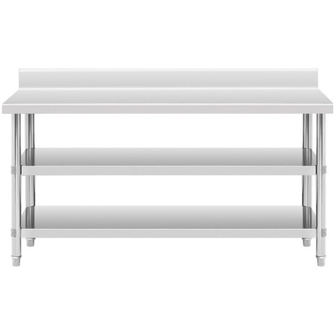 Stół blat roboczy stalowy nierdzewny przyścienny z rantem 2 półki 180x60cm